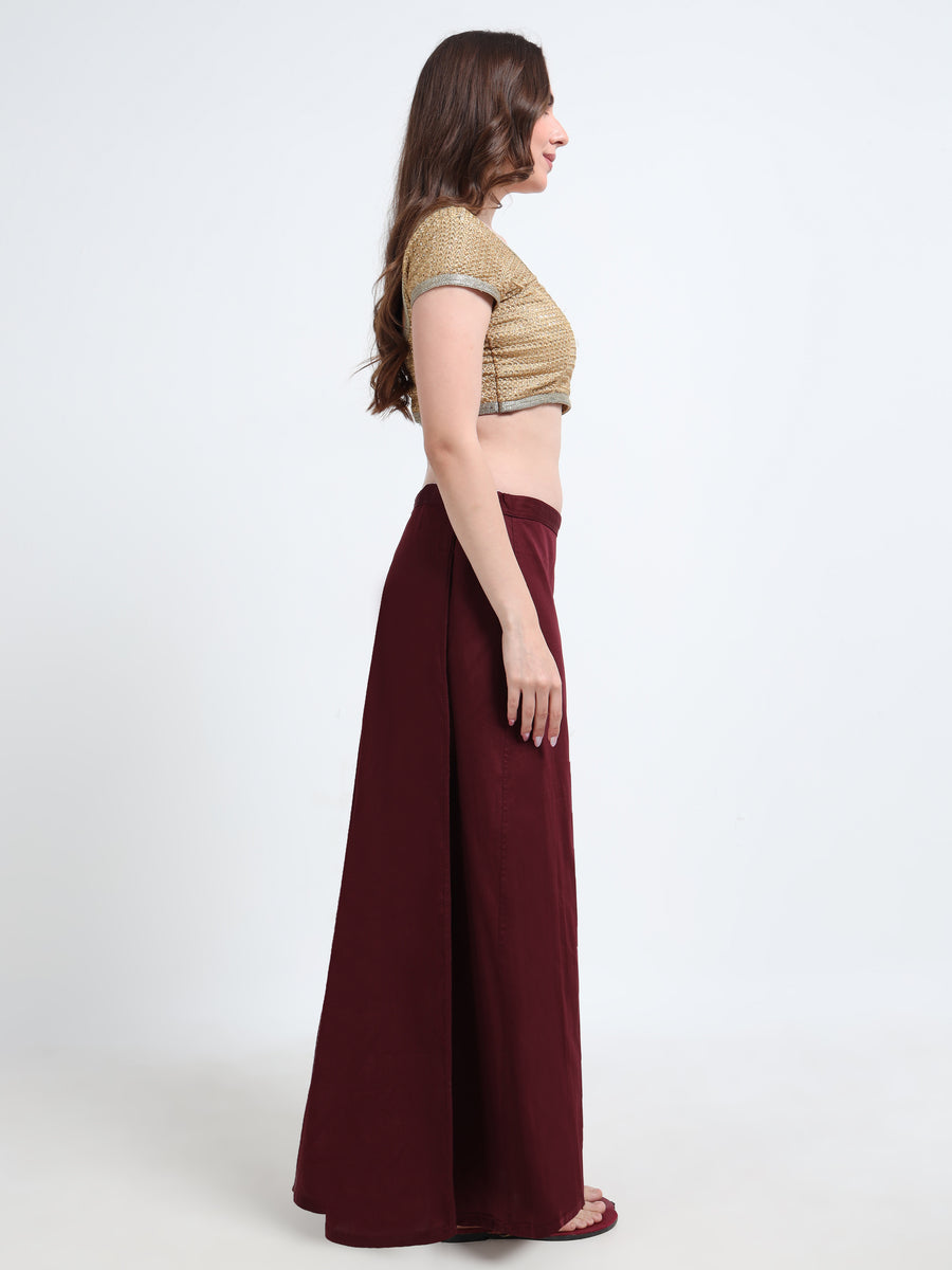 GlamTara Cotton Satin Saree Inskirt · Maroon