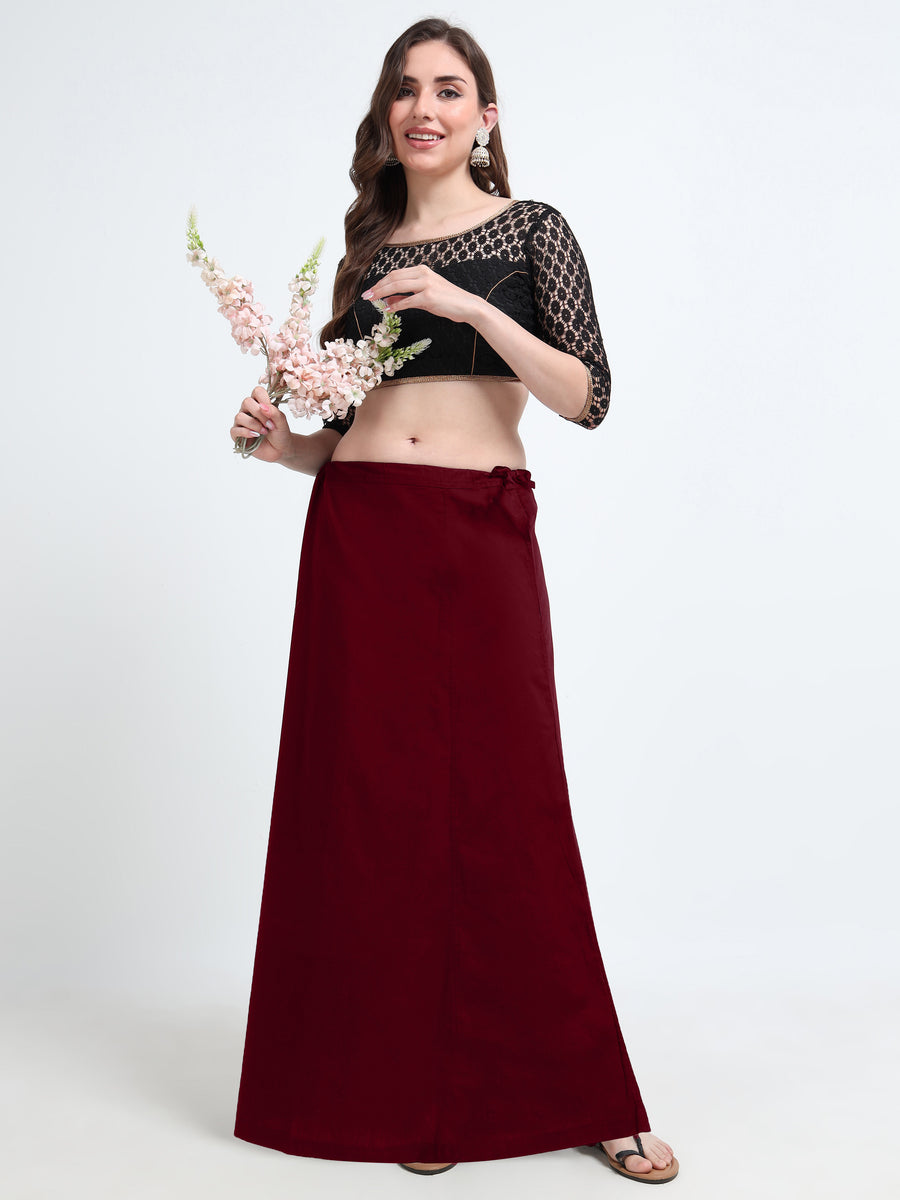 GlamLilly Cotton Saree Inskirt · Dark Red