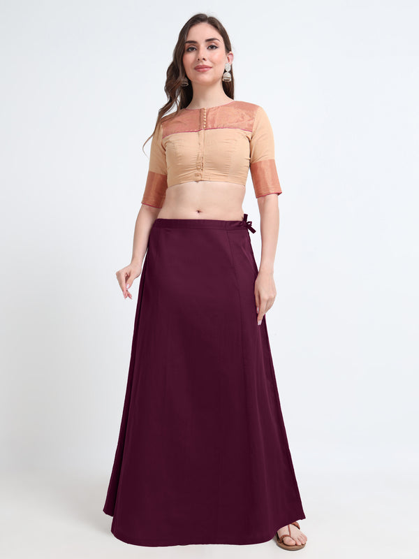 GlamTara Premium 100% Cotton Satin Inskirts - Purple0027