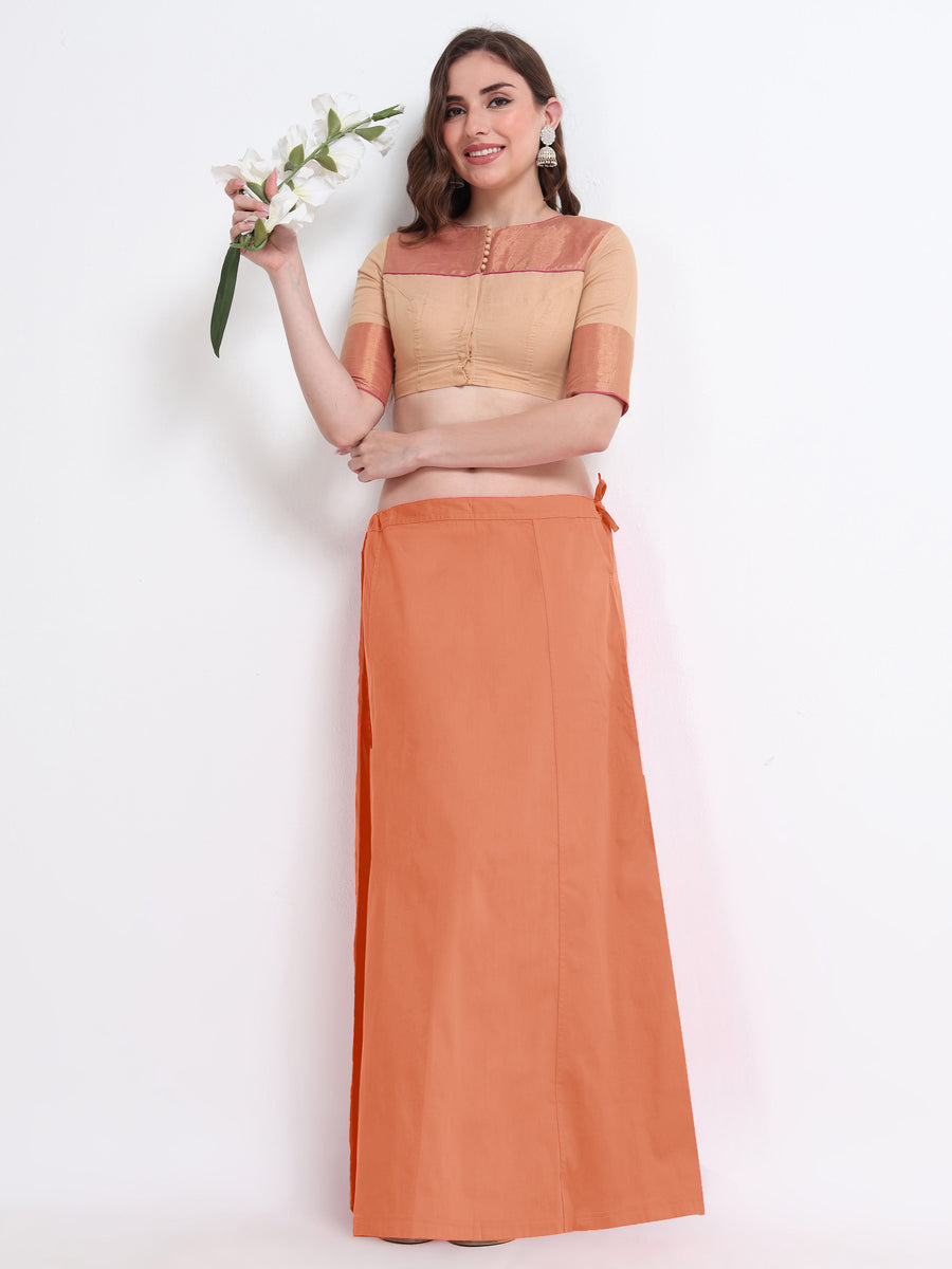 GlamLilly Cotton Saree Inskirt · Coral Rose