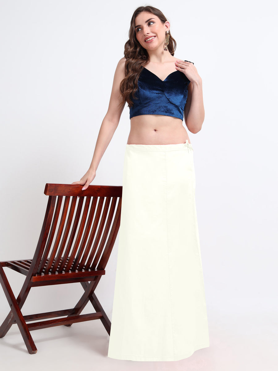 GlamTara Cotton Satin Saree Inskirt · Cream