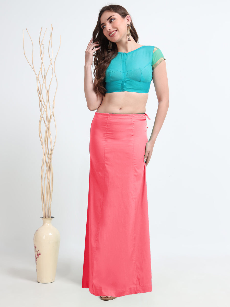 GlamViva Cotton Stretch Saree Inskirt · Coral