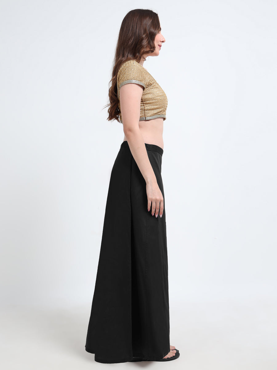 GlamTara Cotton Satin Saree Inskirt · Black