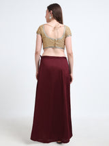 GlamTara Cotton Satin Saree Inskirt · Maroon