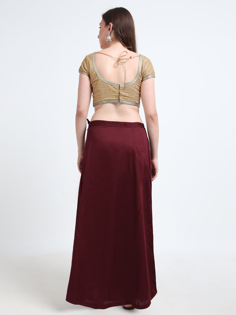 GlamTara Cotton Satin Saree Inskirt · Maroon