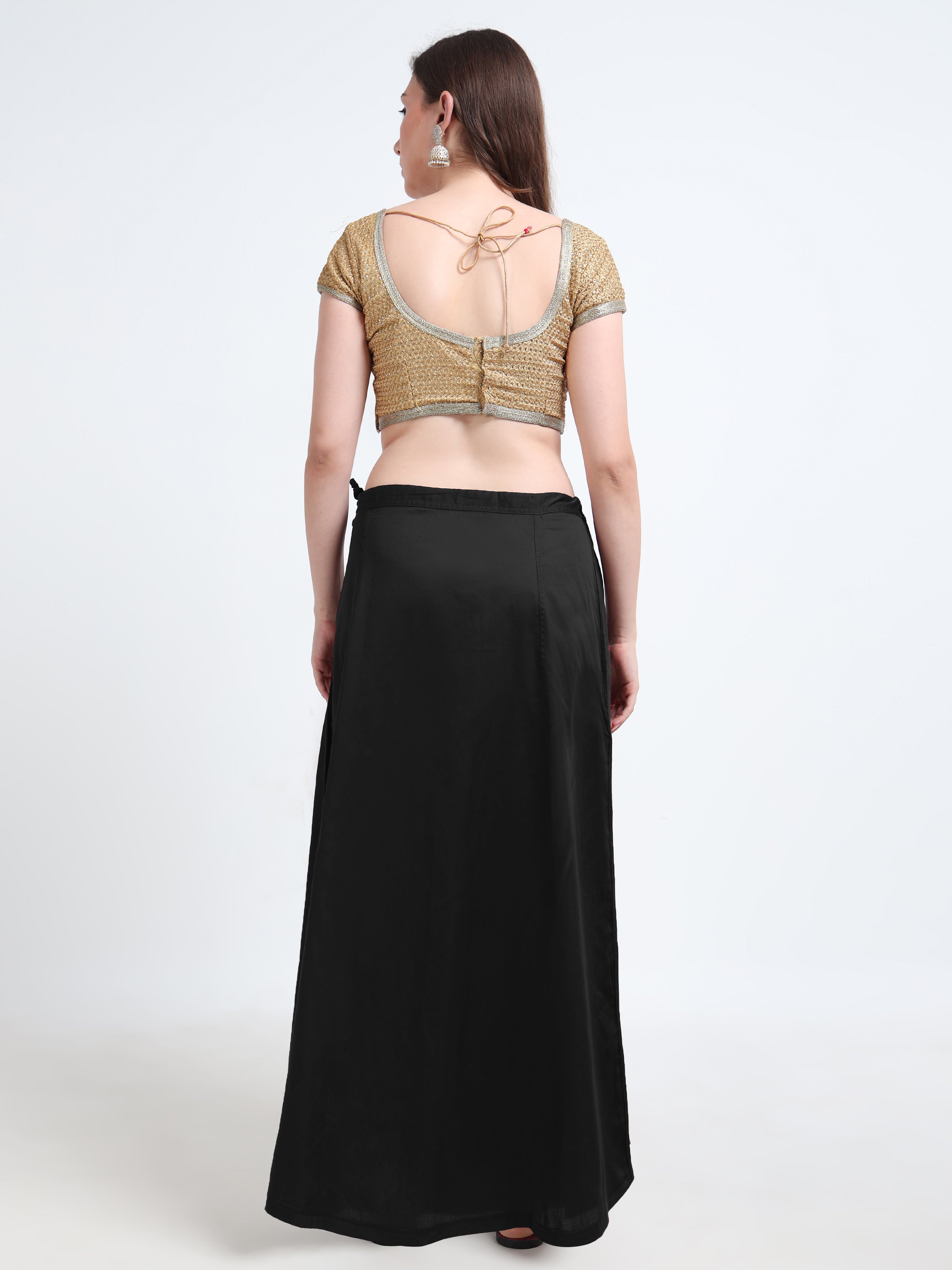 GlamTara Premium 100% Cotton Satin Inskirts  - Black0074