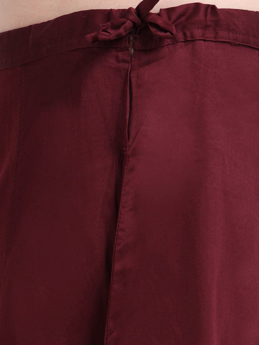 GlamTara Cotton Satin Saree Inskirt · Maroon
