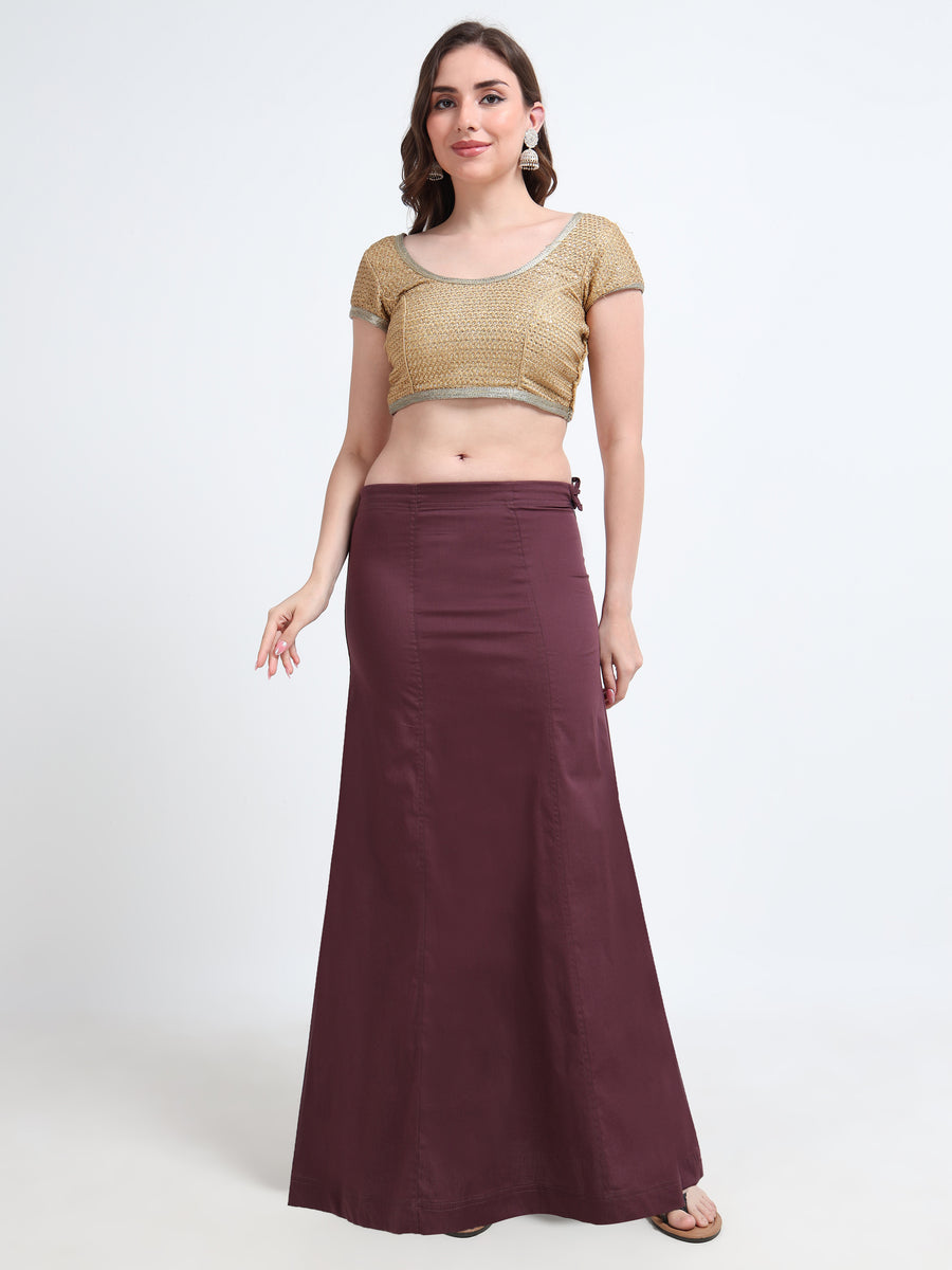 GlamViva Cotton Stretch Saree Inskirt · Dark Wine