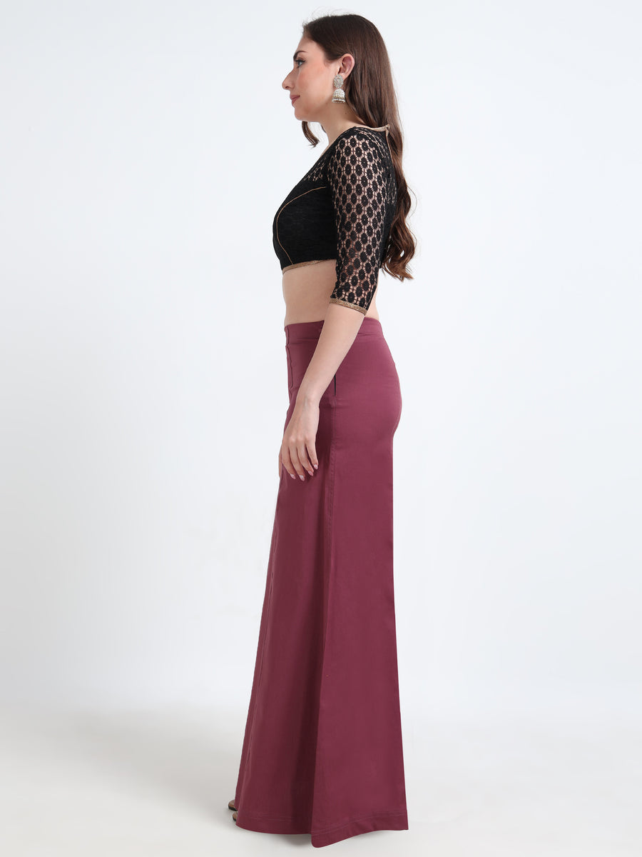 GlamViva Cotton Stretch Saree Inskirt · Wine