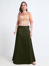 GlamTara Cotton Satin Saree Inskirt · Olive