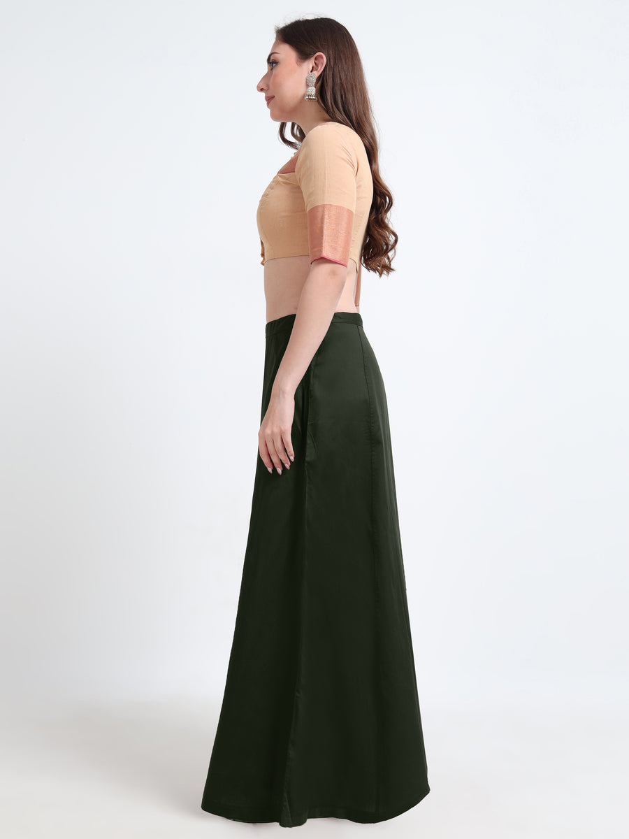 GlamTara Cotton Satin Saree Inskirt · Forest Green
