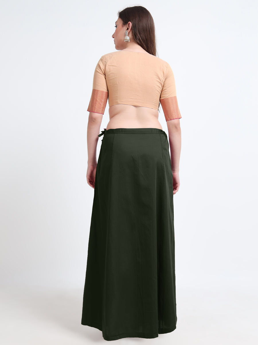 GlamTara Cotton Satin Saree Inskirt · Forest Green