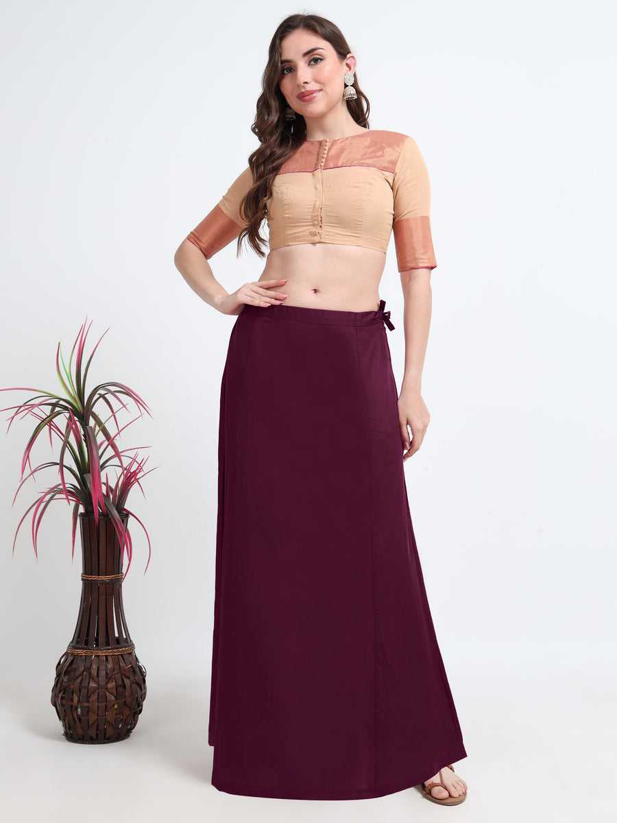 GlamTara Cotton Satin Saree Inskirt · Purple