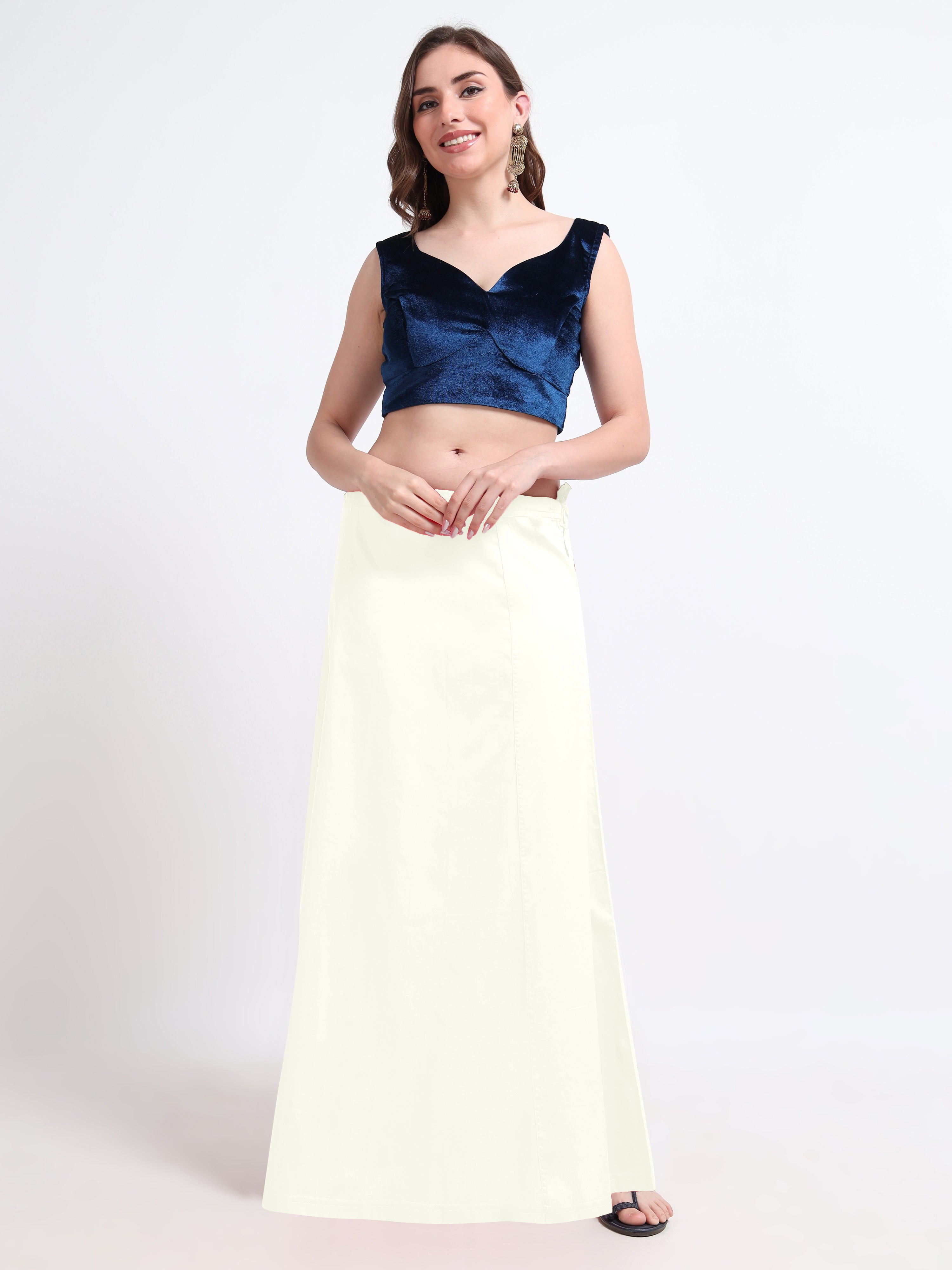 GlamTara Premium 100% Cotton Satin Inskirts  - Cream0075