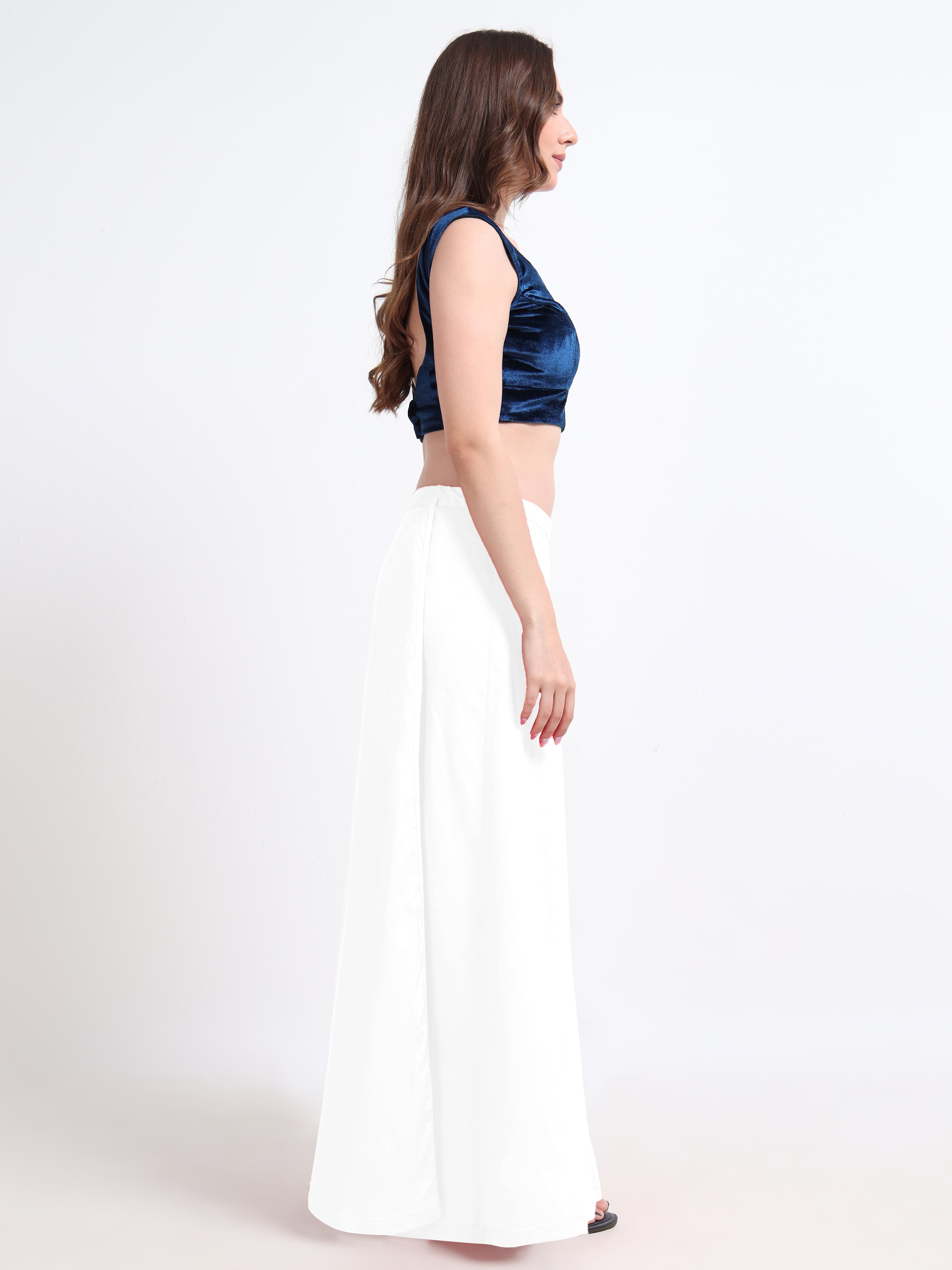 GlamTara Premium 100% Cotton Satin Inskirts  - White0076