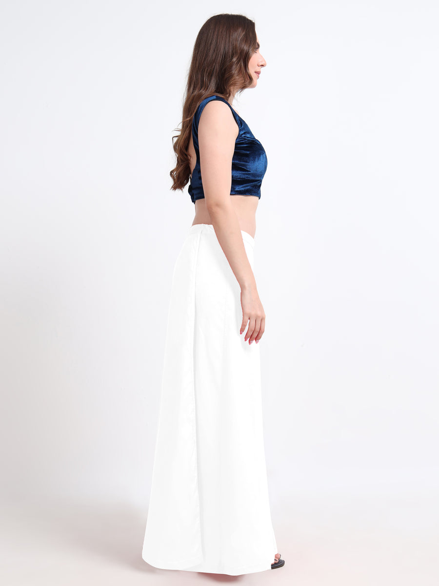 GlamTara Cotton Satin Saree Inskirt · White