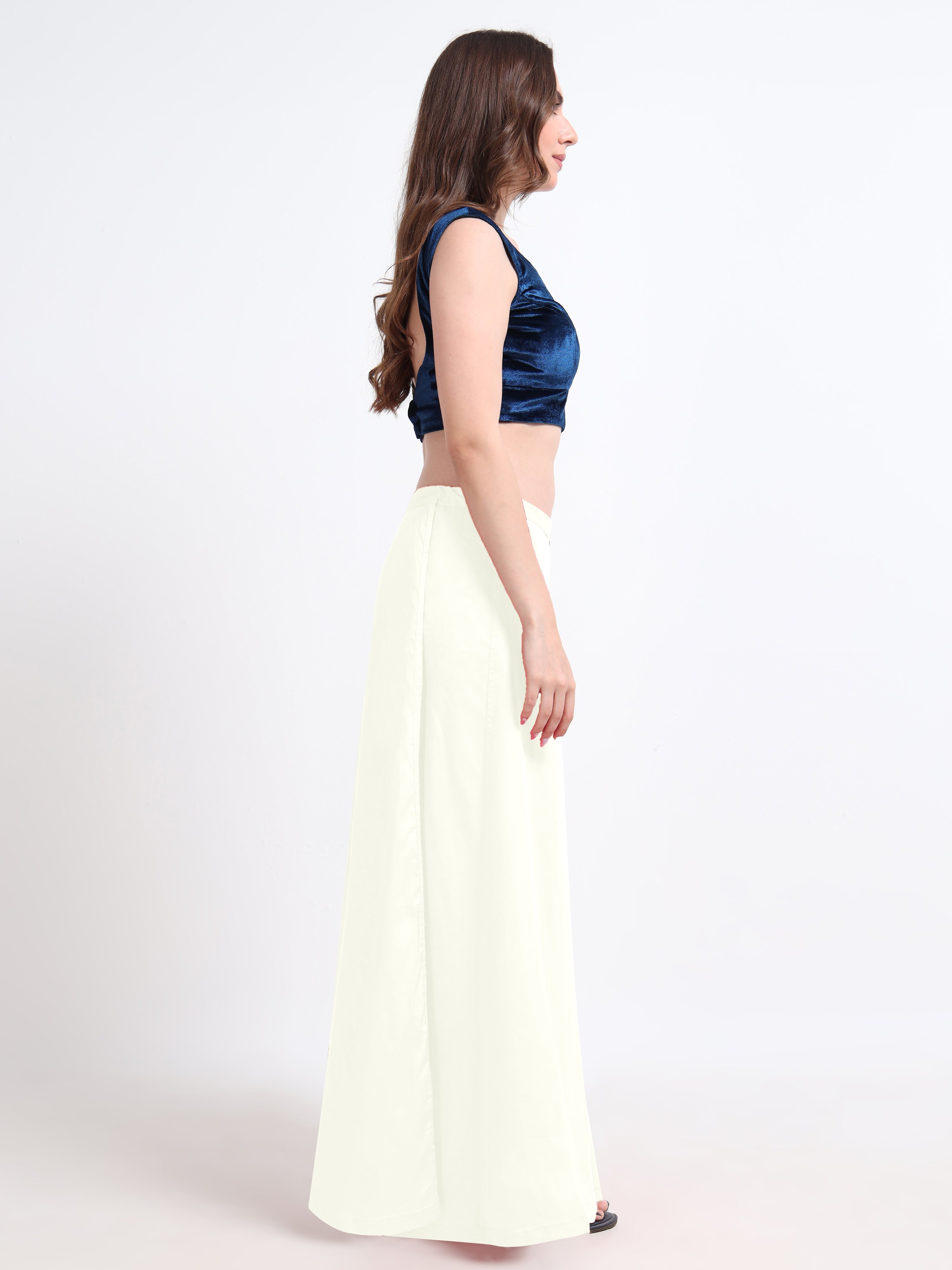 GlamTara Premium 100% Cotton Satin Inskirts  - Cream0075