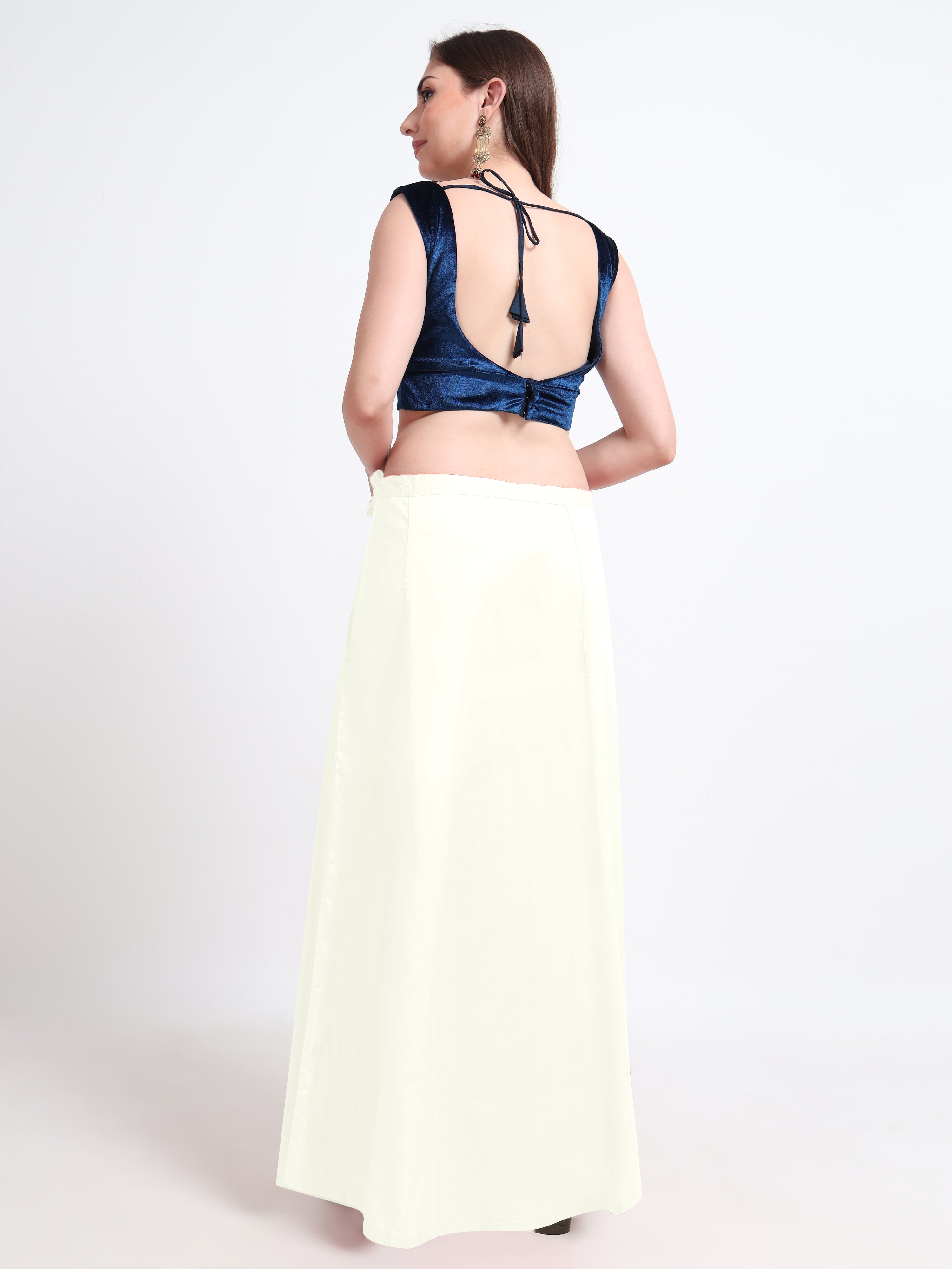 GlamTara Premium 100% Cotton Satin Inskirts  - Cream0075