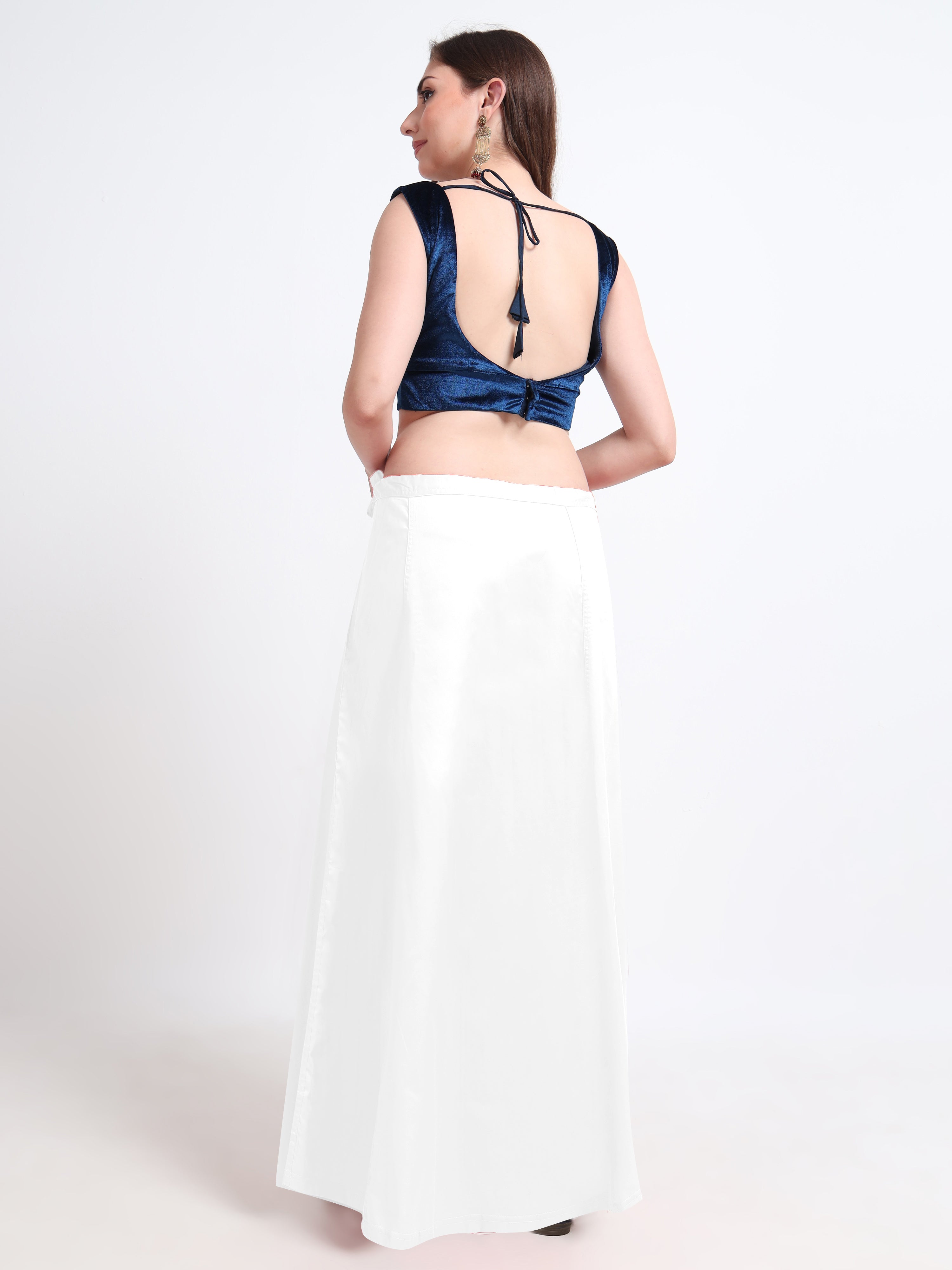 GlamTara Premium 100% Cotton Satin Inskirts  - White0076