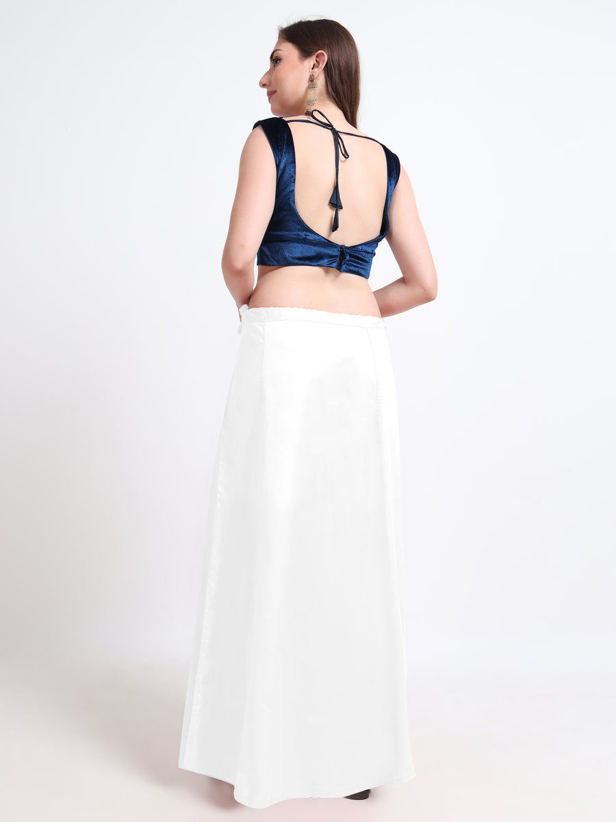 GlamTara Cotton Satin Saree Inskirt · White