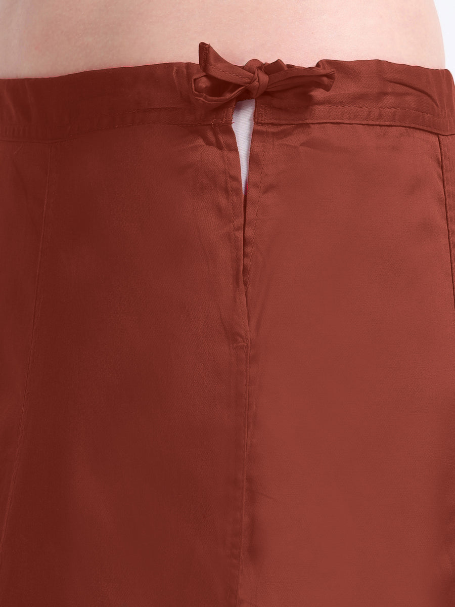 GlamTara Cotton Satin Saree Inskirt · Brick Red