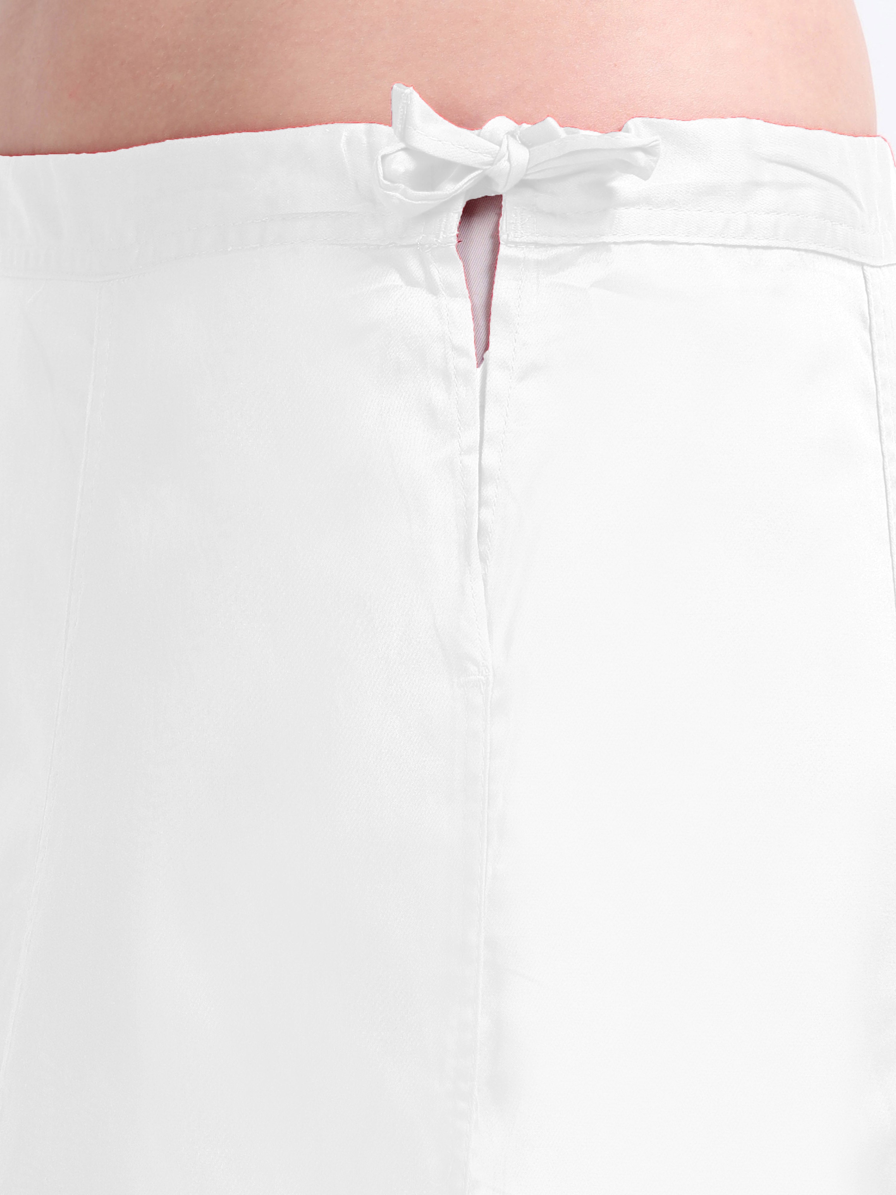 GlamTara Premium 100% Cotton Satin Inskirts  - White0076