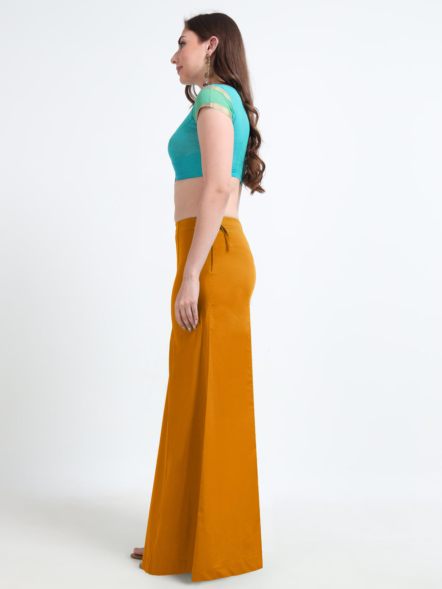 GlamViva Cotton Stretch Saree Inskirt · Mustard