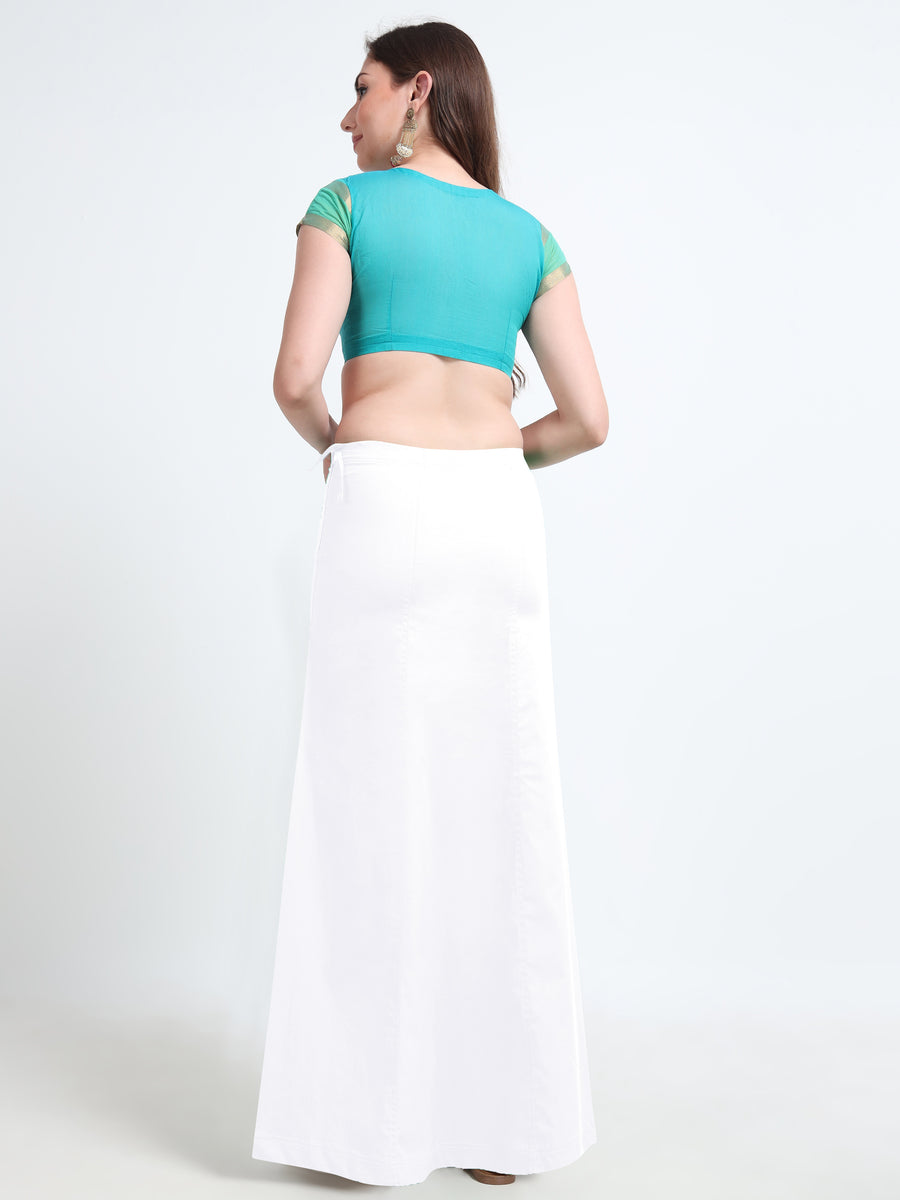 GlamViva Cotton Stretch Saree Inskirt · White