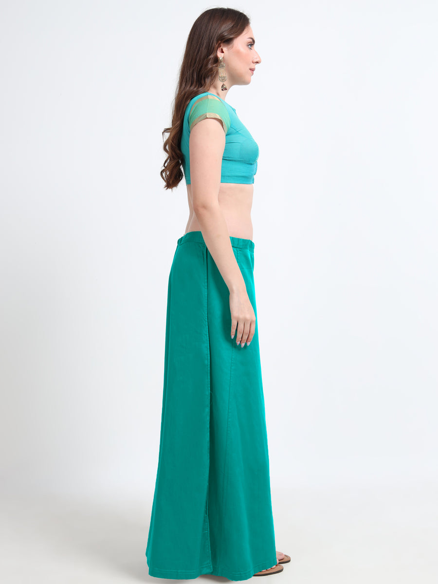 GlamTara Cotton Satin Saree Inskirt · Teal
