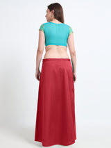 GlamTara Cotton Satin Saree Inskirt · Ruby Red