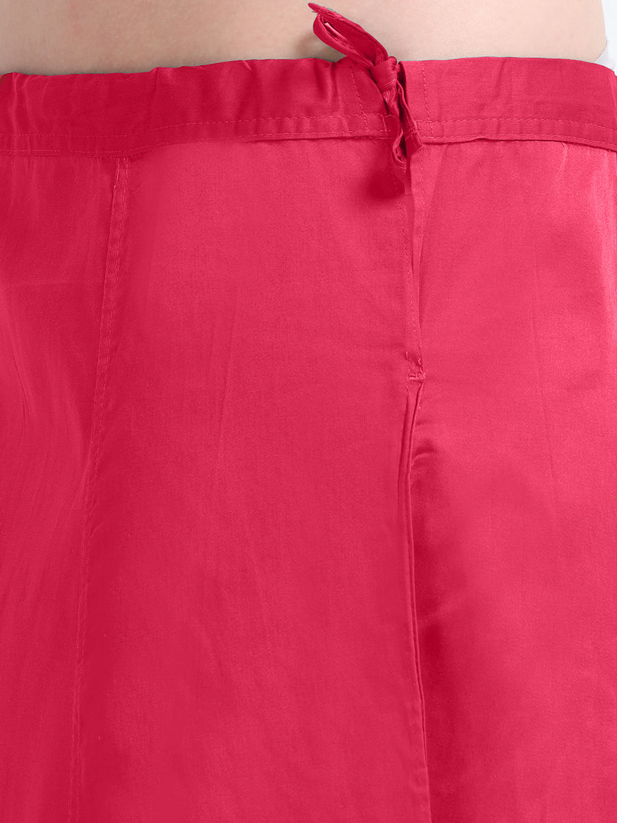 GlamTara Cotton Satin Saree Inskirt · Rose Red