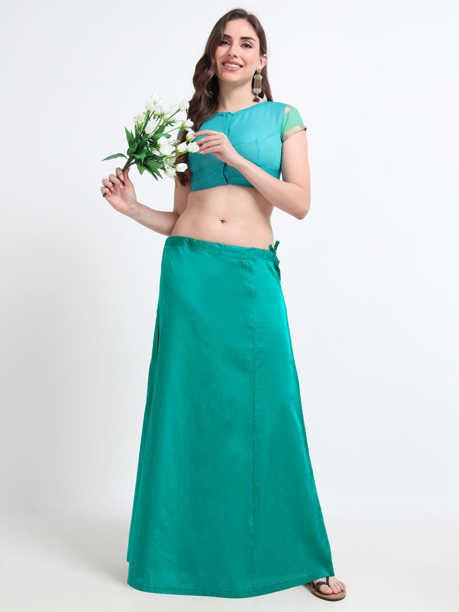 GlamTara Cotton Satin Saree Inskirt · Teal
