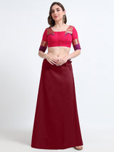 GlamTara Cotton Satin Saree Inskirt · Dark Maroon