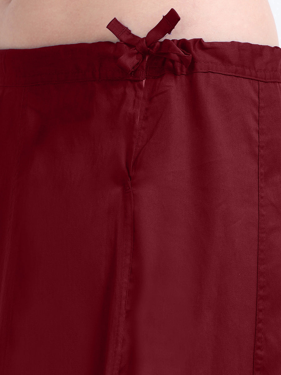 GlamTara Cotton Satin Saree Inskirt · Dark Maroon