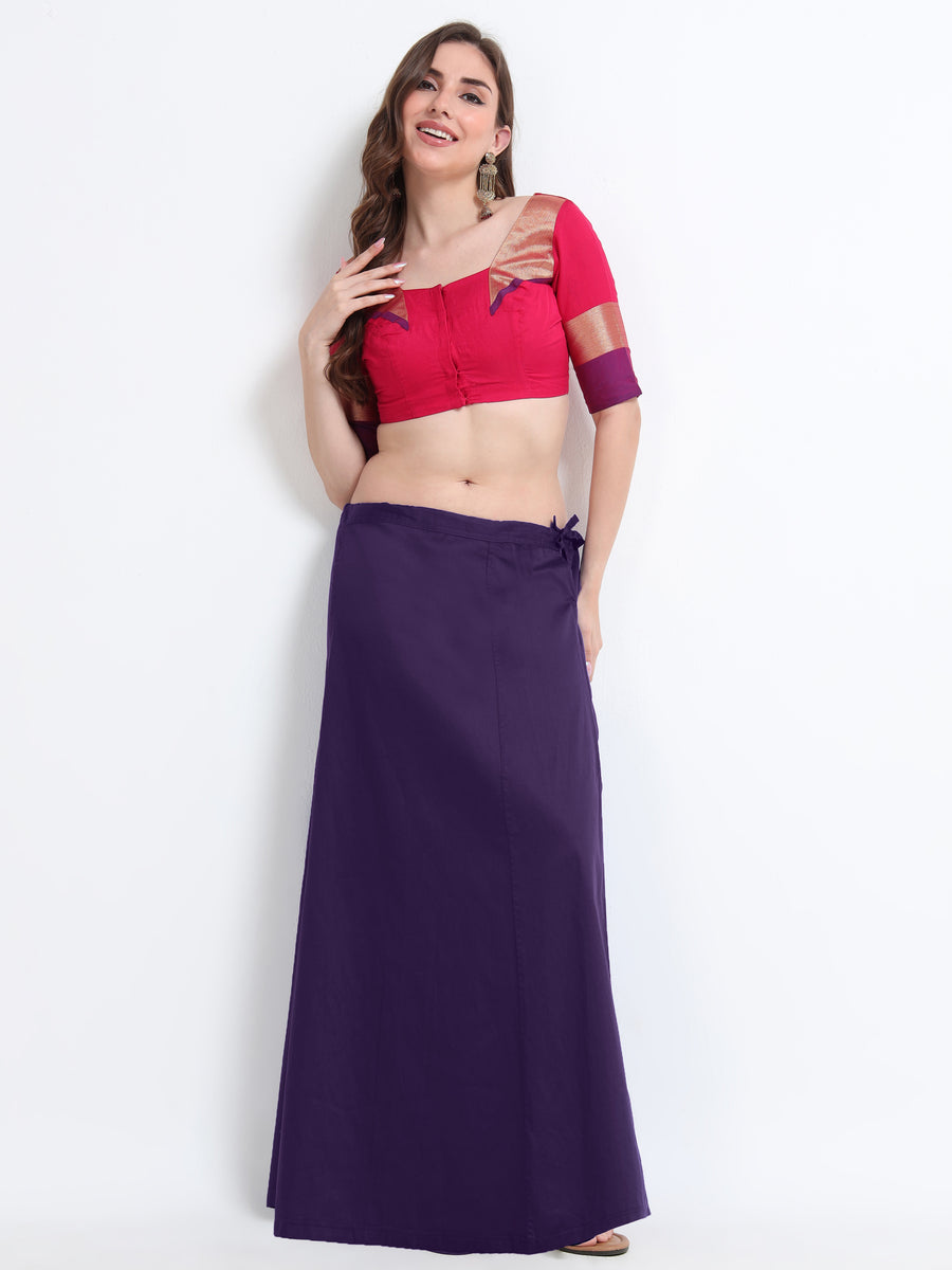 GlamTara Cotton Satin Saree Inskirt · Violet