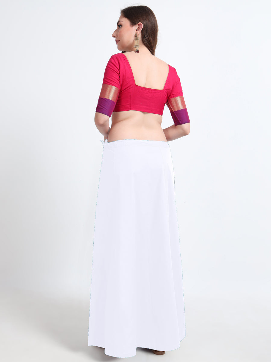 GlamLilly Cotton Saree Inskirt · White